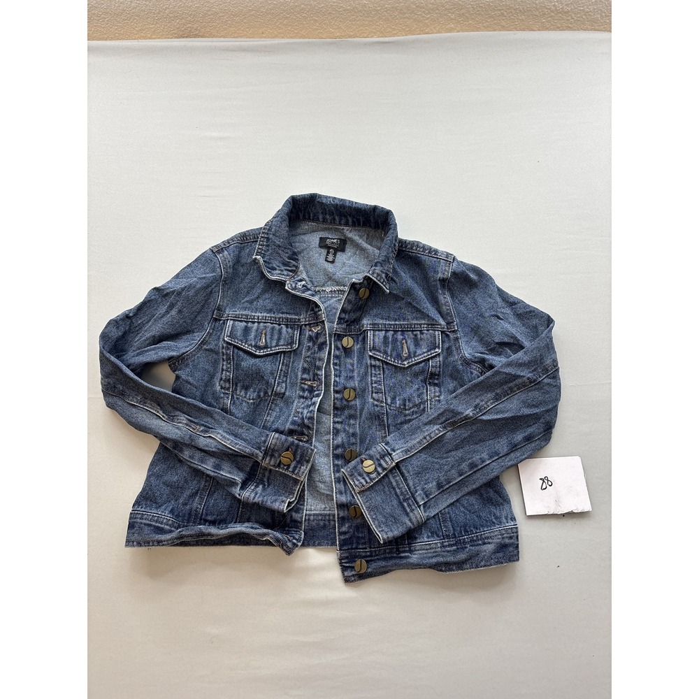 Jones‎ New York Signature Womens Blue Denim Jacket Button Front US S Small